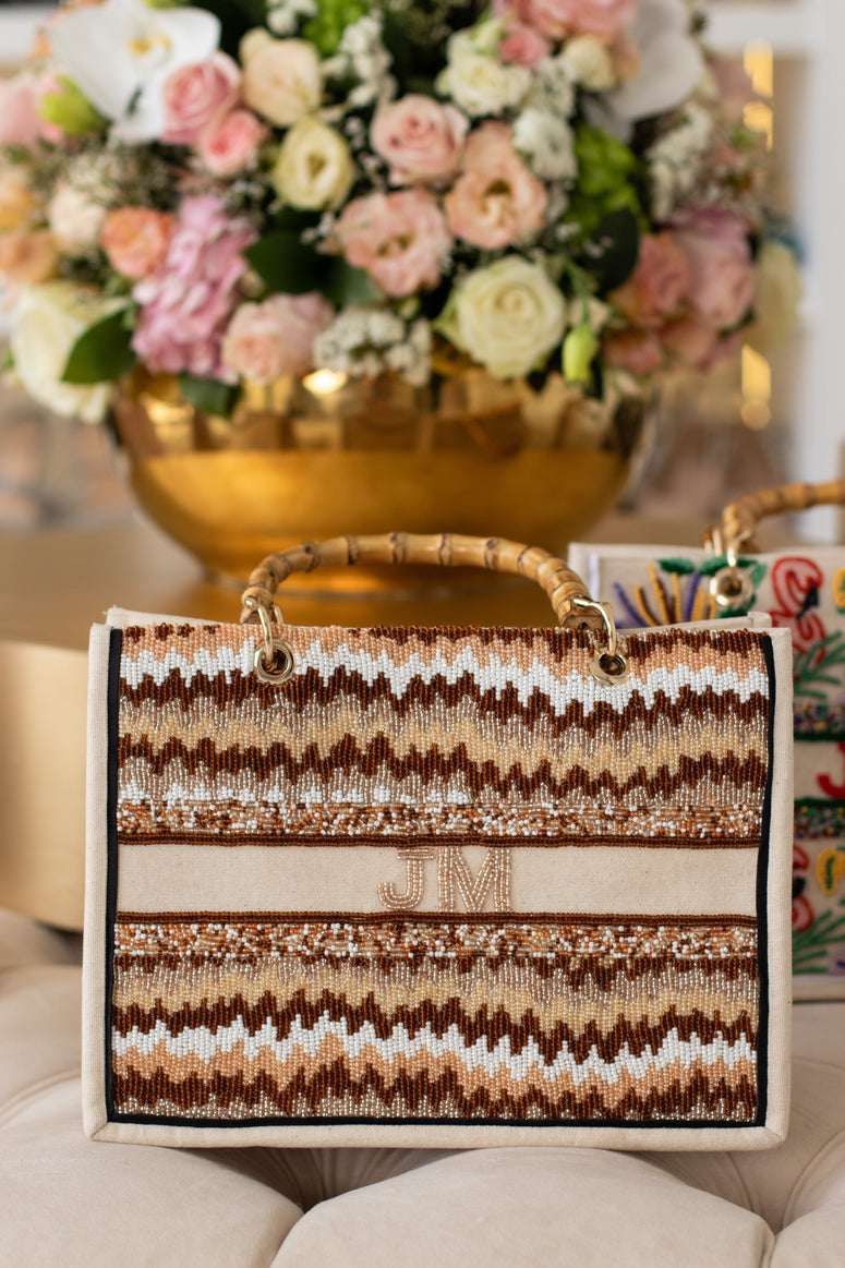 The Juliana Mocha Beaded Tote