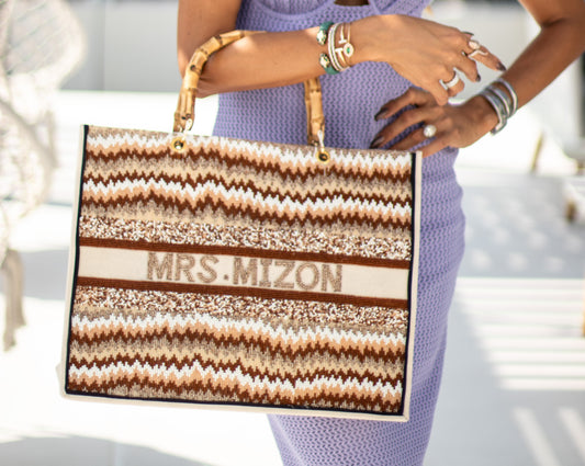 The Juliana Mocha Beaded Tote