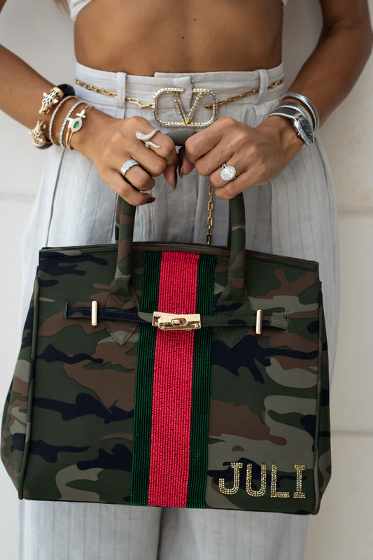 The Carlton Camo Beaded Shopper