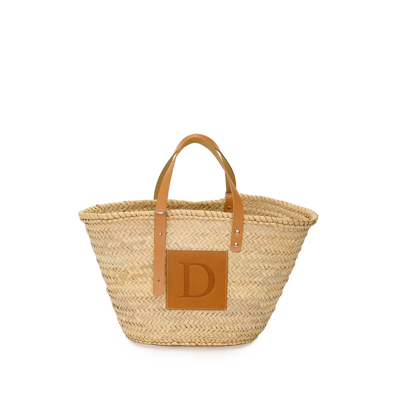 The Patchwork Straw Initial Shopper