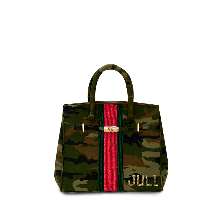 The Carlton Camo Beaded Shopper