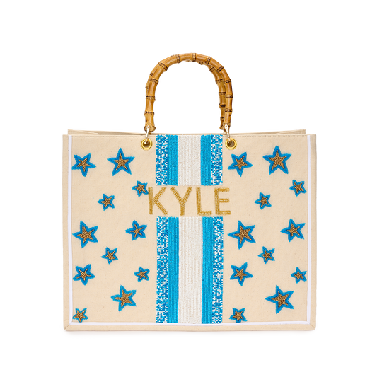 The Juliana Starry Blue Beaded Tote