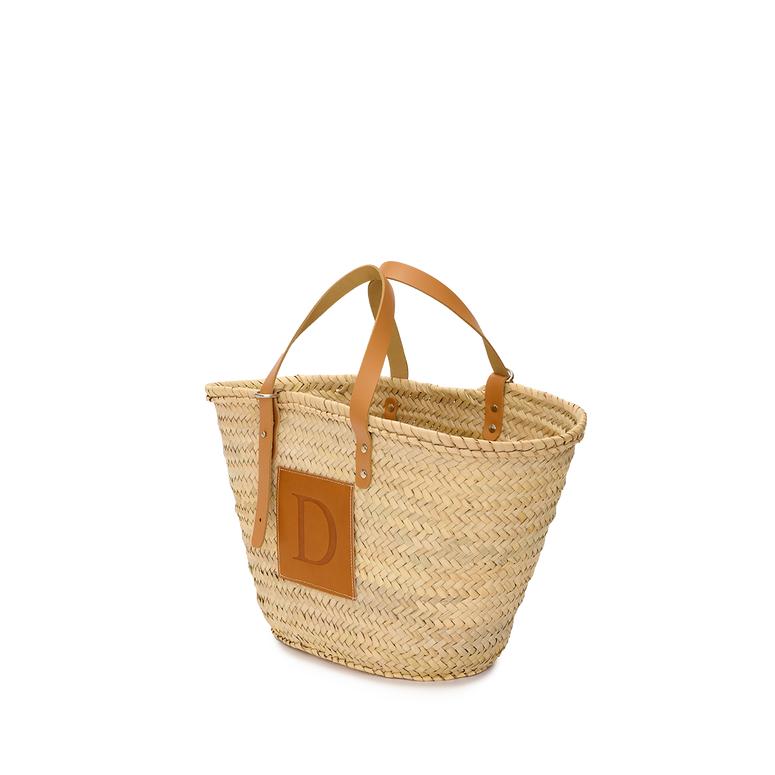 The Patchwork Straw Initial Shopper