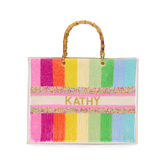 The Juliana Rainbow Tassle Beaded Tote