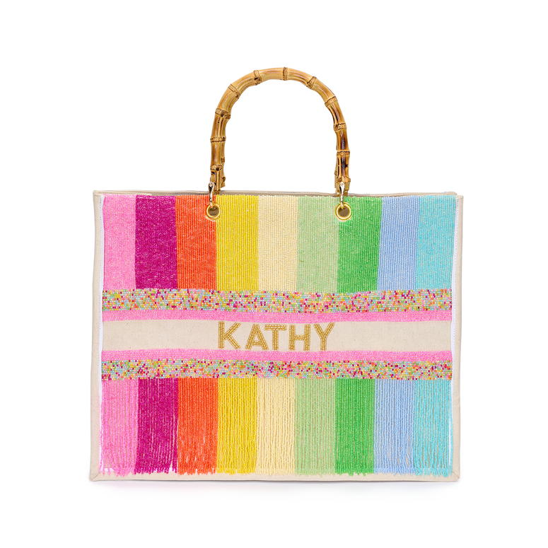 The Juliana Rainbow Tassle Beaded Tote