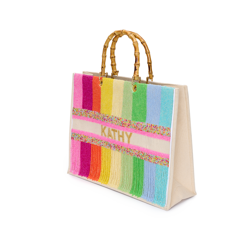 The Juliana Rainbow Tassle Beaded Tote