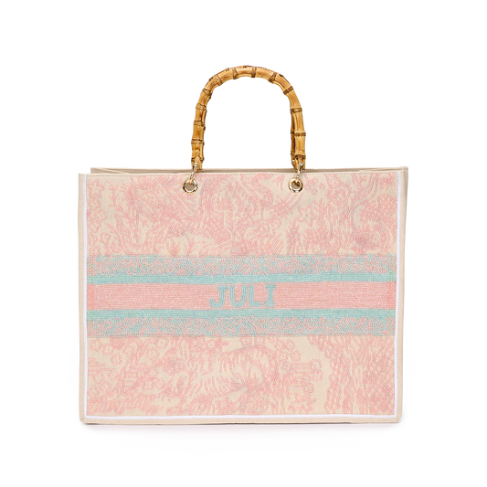 The Juliana Pastel Pink and Green Beaded Tote