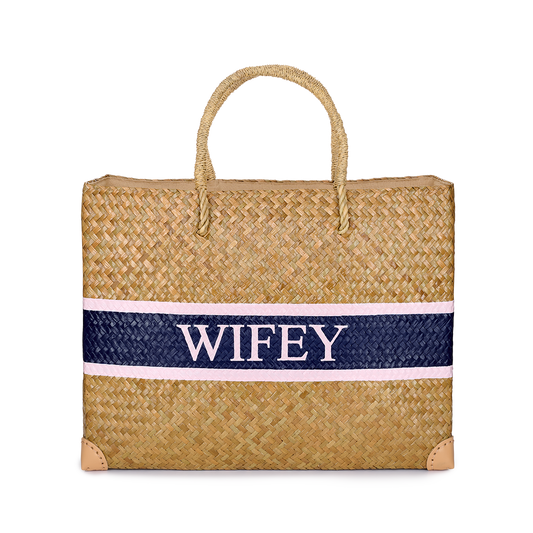 L&B Jumbo Straw Shopper - WIFEY