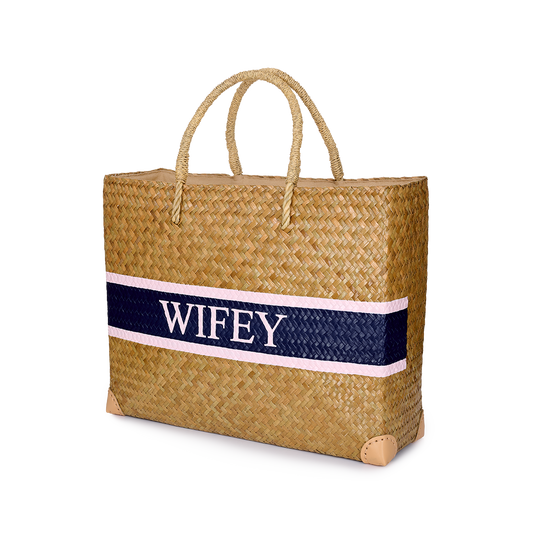 L&B Jumbo Straw Shopper - WIFEY