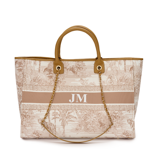 Isabella Beige Tote with Chain