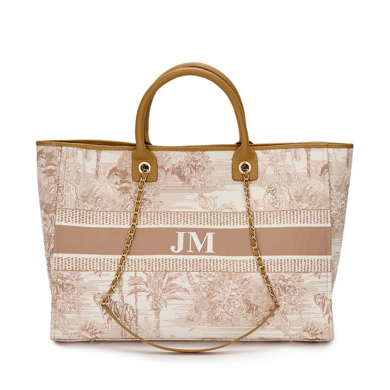 Isabella Beige Tote with Chain