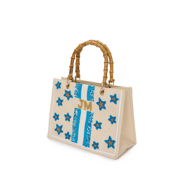 The Juliana Starry Blue Mini Teenie Beaded Tote