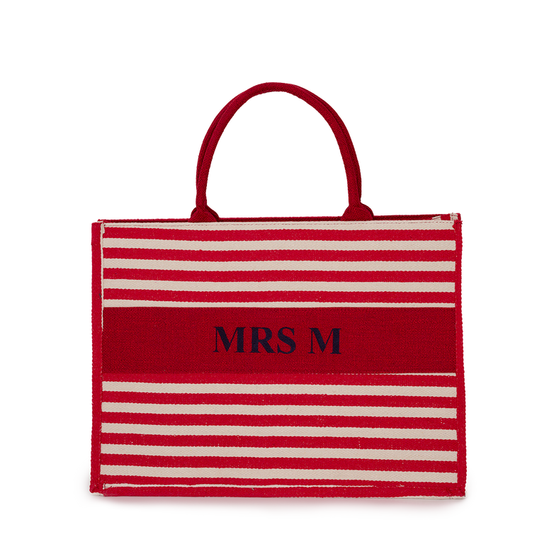 Stripy Canvas Tote - Red