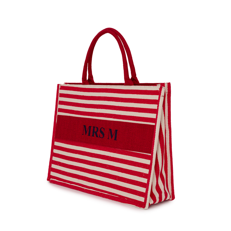 Stripy Canvas Tote - Red