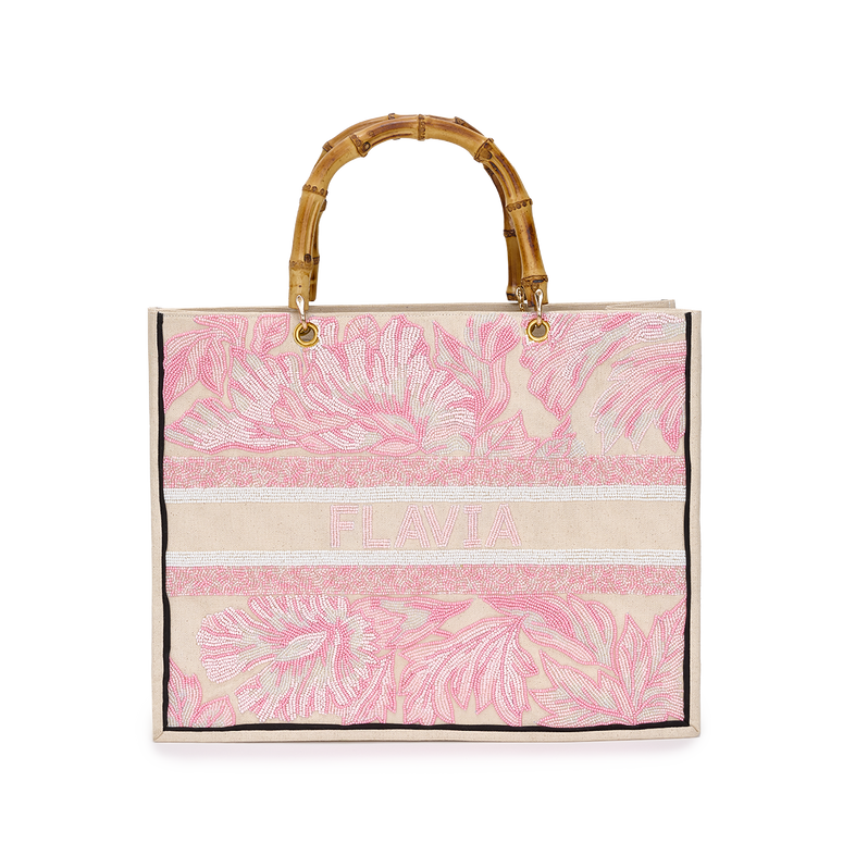 The Juliana Tropical Pink Beaded Tote