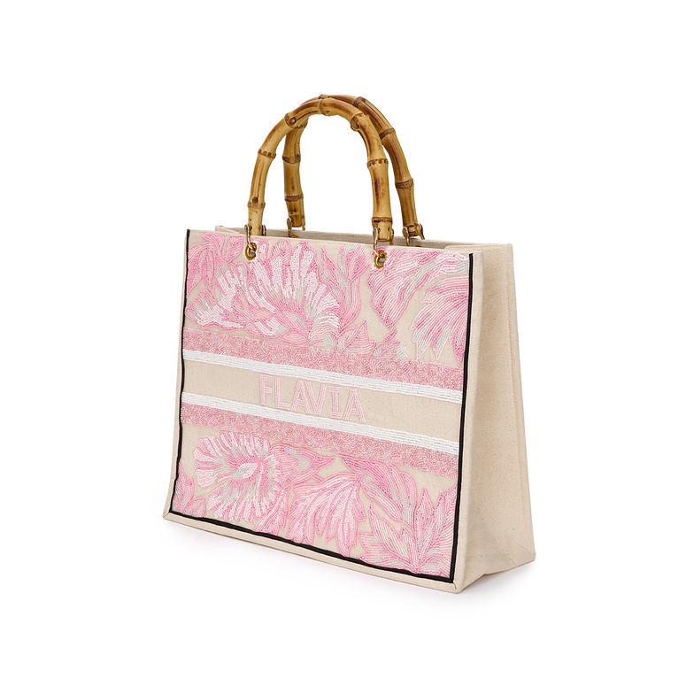 The Juliana Tropical Pink Beaded Tote