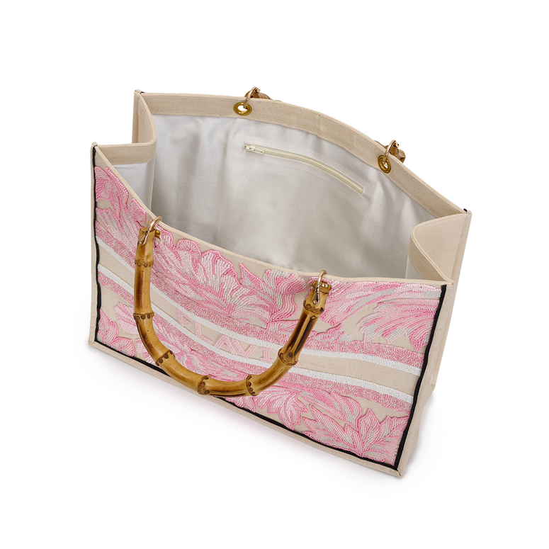 The Juliana Tropical Pink Beaded Tote