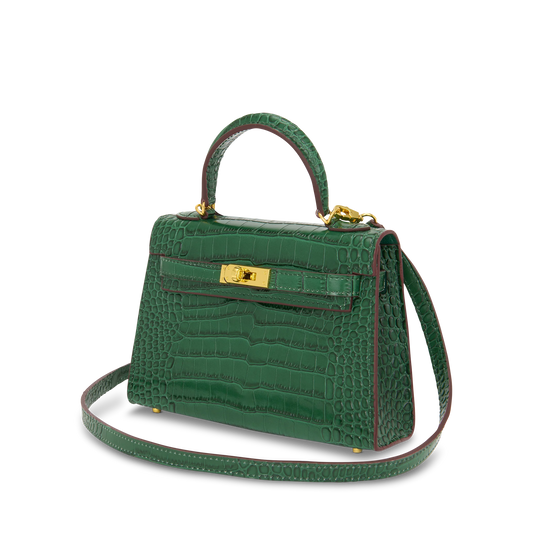 L&B Hettie Bag - Emerald Green Croc Effect