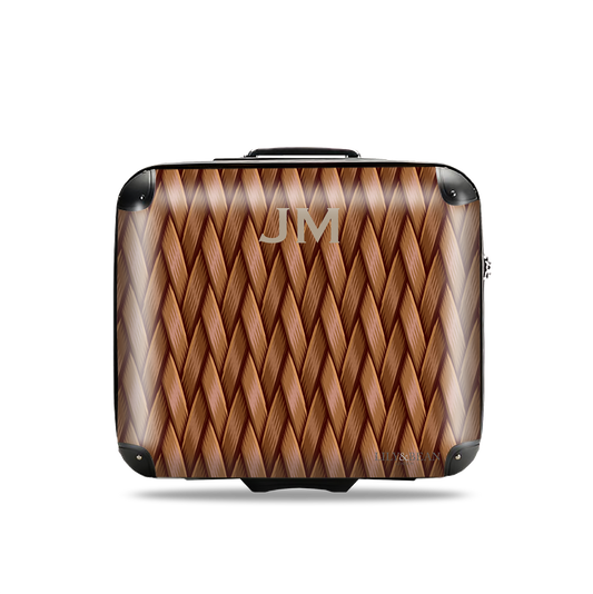 Woven Style Leather Brown Business Luggage