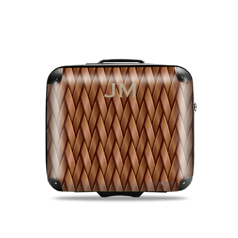 Woven Style Leather Brown Business Luggage