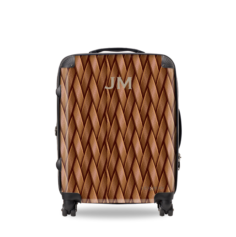 Woven Style Leather Brown Luggage