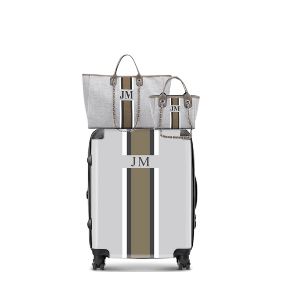 French Grey & Beige Trio Luggage Set_bags