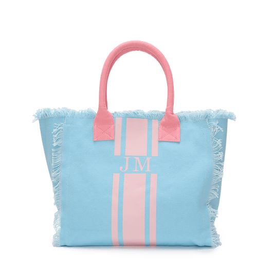 Fringe Tote - Baby Blue & Pink_