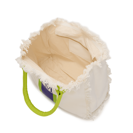 Fringe Tote - Cream & Lime_