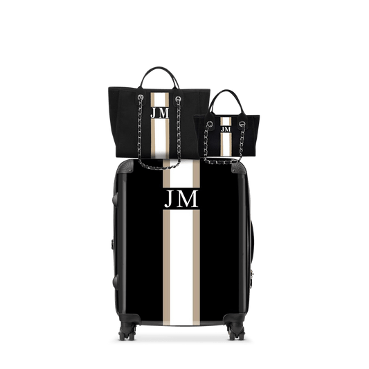 Jet Black & Taupe Trio Luggage Set_bags