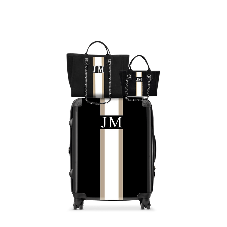 Jet Black & Taupe Trio Luggage Set_bags