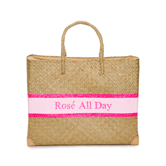 L&B Jumbo Straw Shopper - Rose All Day_