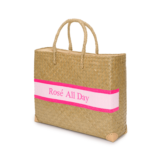 L&B Jumbo Straw Shopper - Rose All Day_