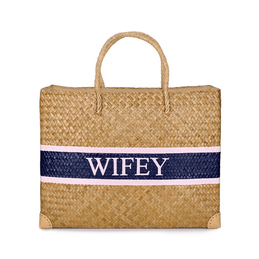 L&B Jumbo Straw Shopper - WIFEY_