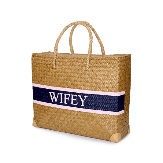 L&B Jumbo Straw Shopper - WIFEY_