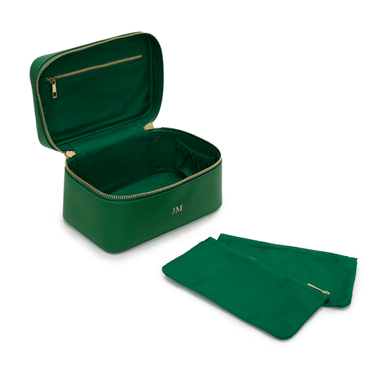 L&B Leather Travel Vanity Case - Emerald Green_bags