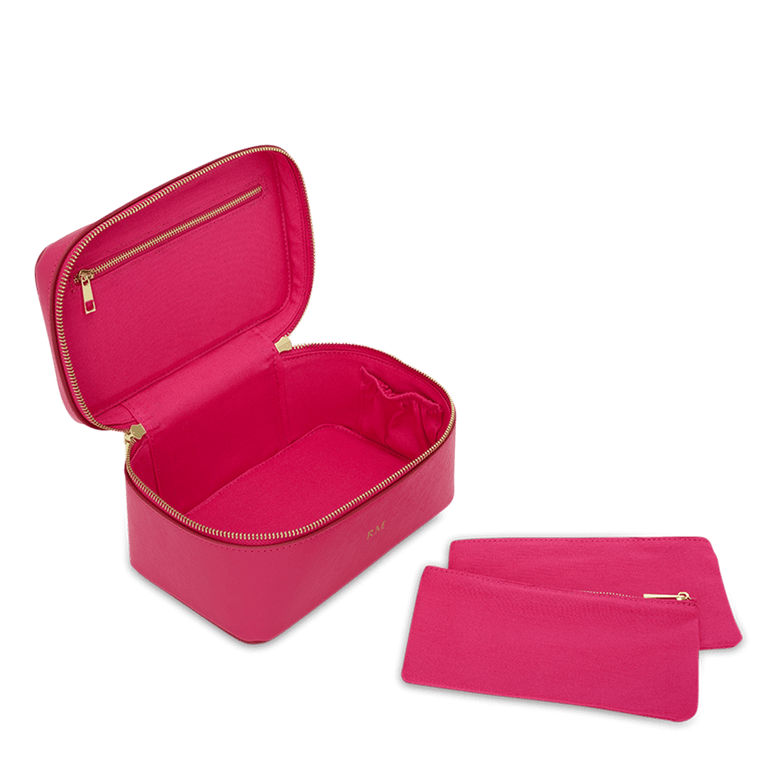 L&B Leather Travel Vanity Case - Hot Pink_bags