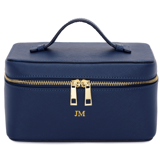 L&B Leather Travel Vanity Case - Navy_bags