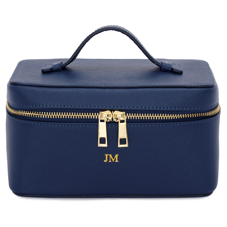 L&B Leather Travel Vanity Case - Navy_bags