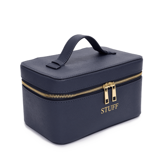 L&B Leather Travel Vanity Case - Navy - STUFF_bags