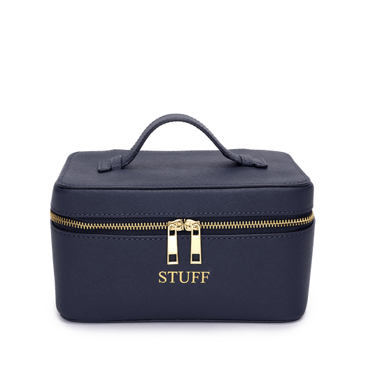 L&B Leather Travel Vanity Case - Navy - STUFF_bags