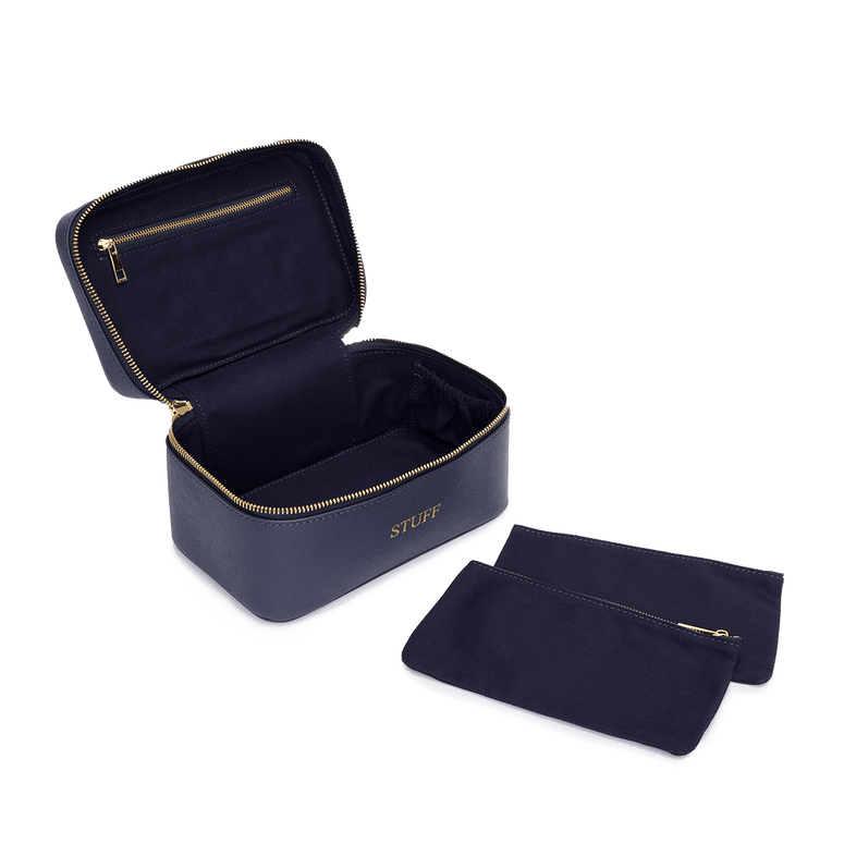 L&B Leather Travel Vanity Case - Navy - STUFF_bags