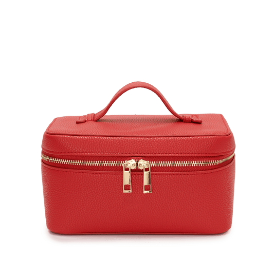 L&B Leather Travel Vanity Case - Red_bags