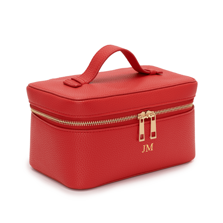 L&B Leather Travel Vanity Case - Red_bags