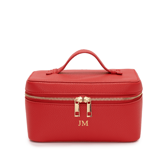 L&B Leather Travel Vanity Case - Red_bags