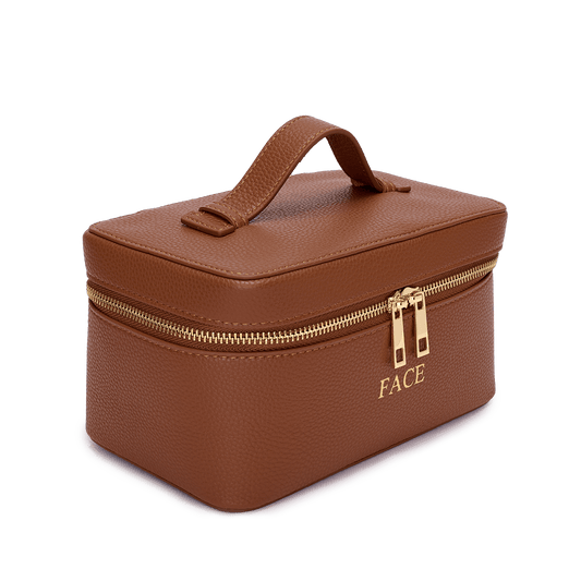 L&B Leather Travel Vanity Case - Tan - FACE_bags