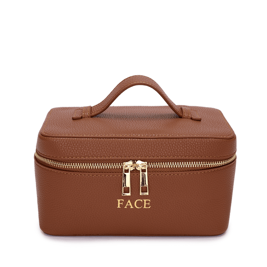 L&B Leather Travel Vanity Case - Tan - FACE_bags