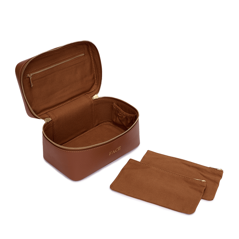 L&B Leather Travel Vanity Case - Tan - FACE_bags