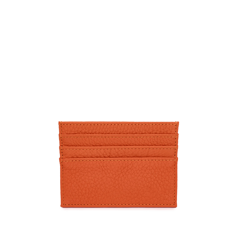 Leather Card Holder - Orange_