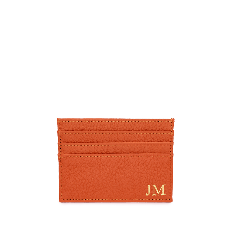 Leather Card Holder - Orange_