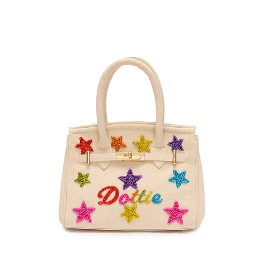 Mabel Canvas Tote with Beaded Name & Stars_